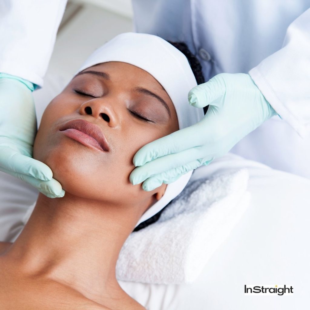 a woman being prepared for microneedling